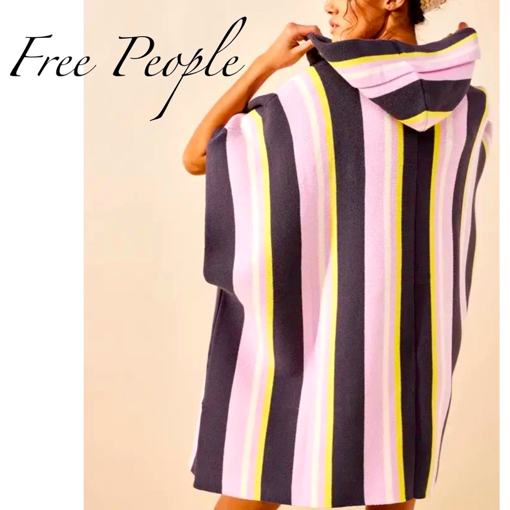 Free People - All I Need Stripe Hooded - Hooded Sweater/poncho - One Size NWOT